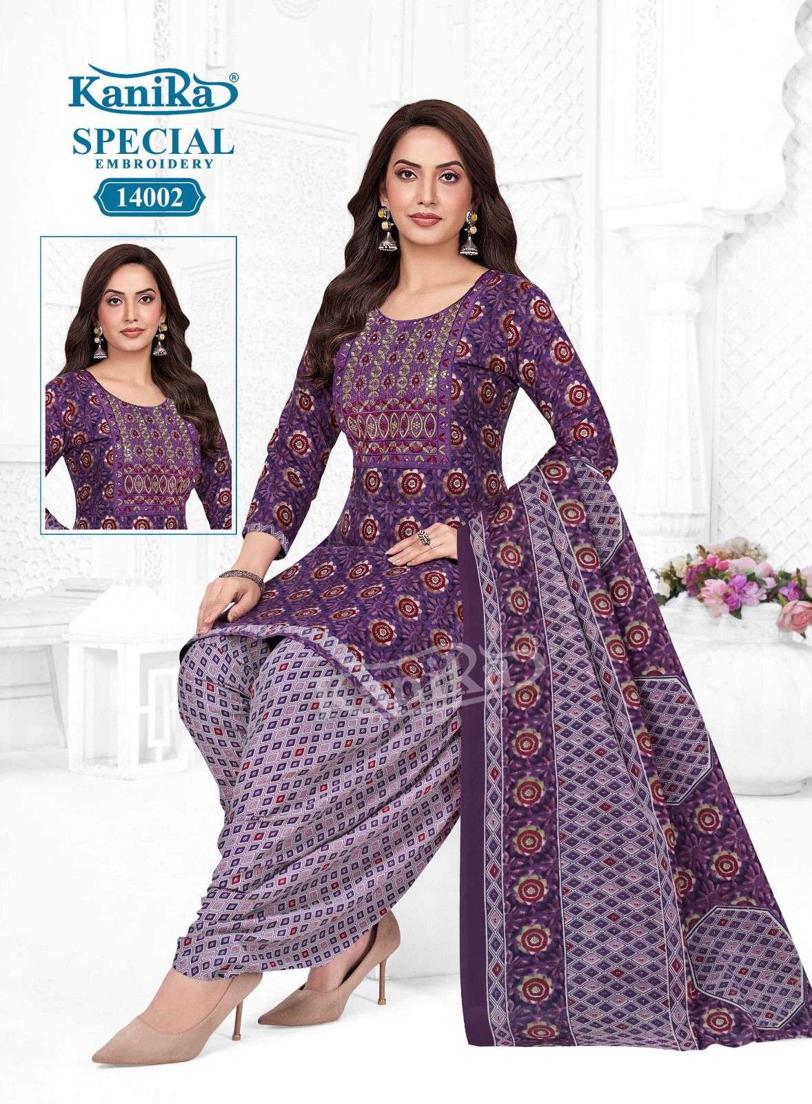 KANIKA SPECIAL EMBROIDERY VOL 14 COTTON PRINTED PATIYALA SUIT