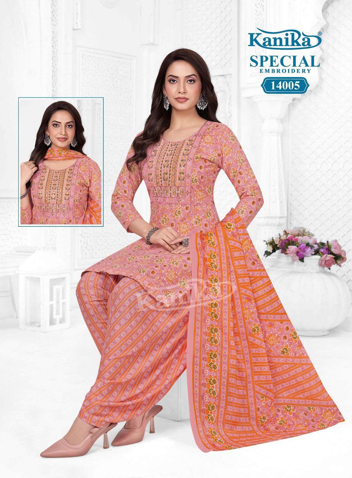 KANIKA SPECIAL EMBROIDERY VOL 14 COTTON PRINTED PATIYALA SUIT