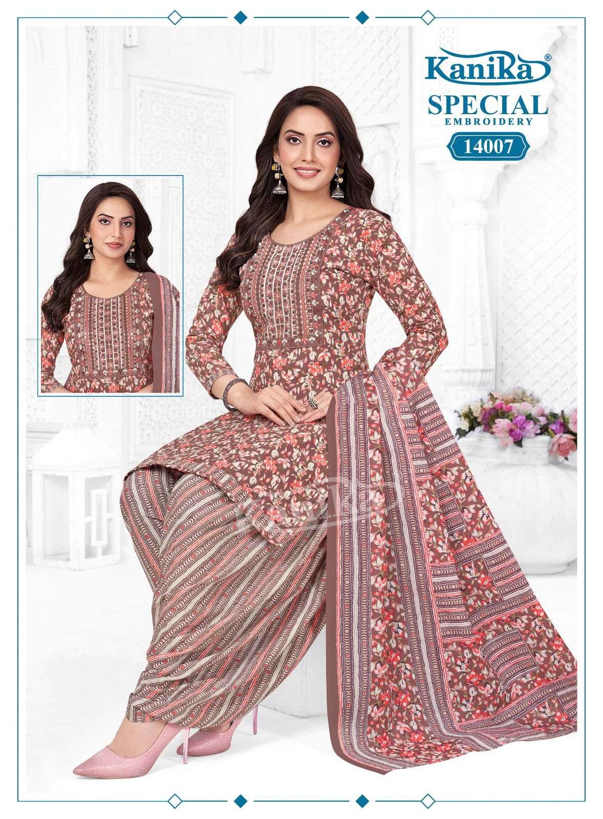KANIKA SPECIAL EMBROIDERY VOL 14 COTTON PRINTED PATIYALA SUIT