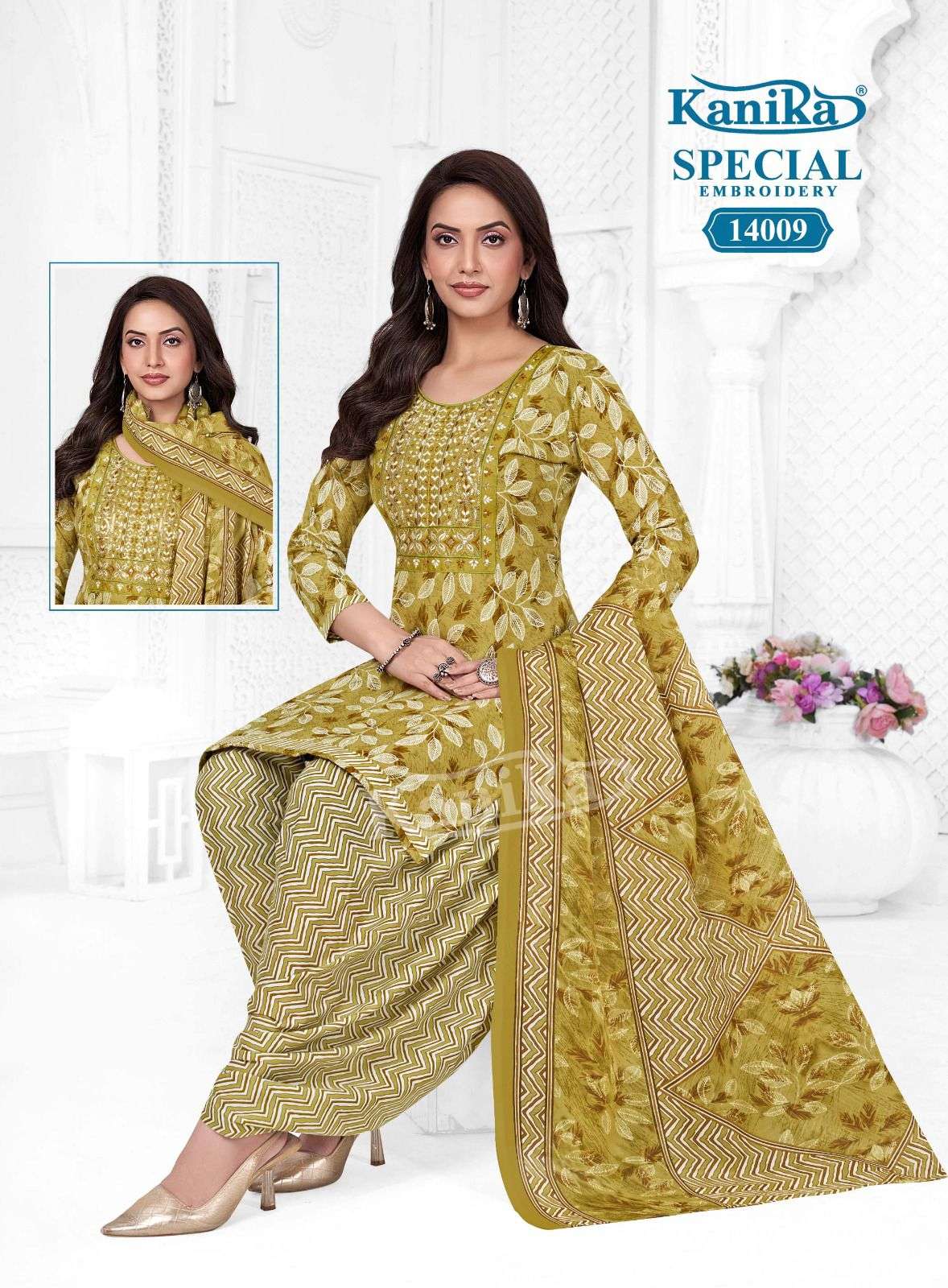 KANIKA SPECIAL EMBROIDERY VOL 14 COTTON PRINTED PATIYALA SUIT