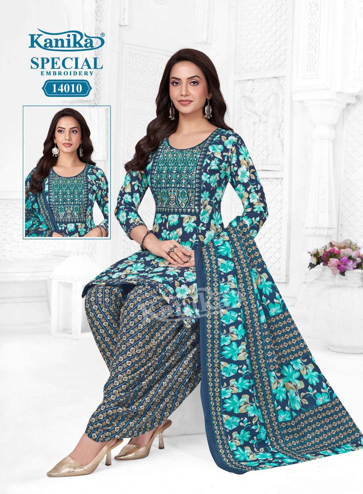 KANIKA SPECIAL EMBROIDERY VOL 14 COTTON PRINTED PATIYALA SUIT