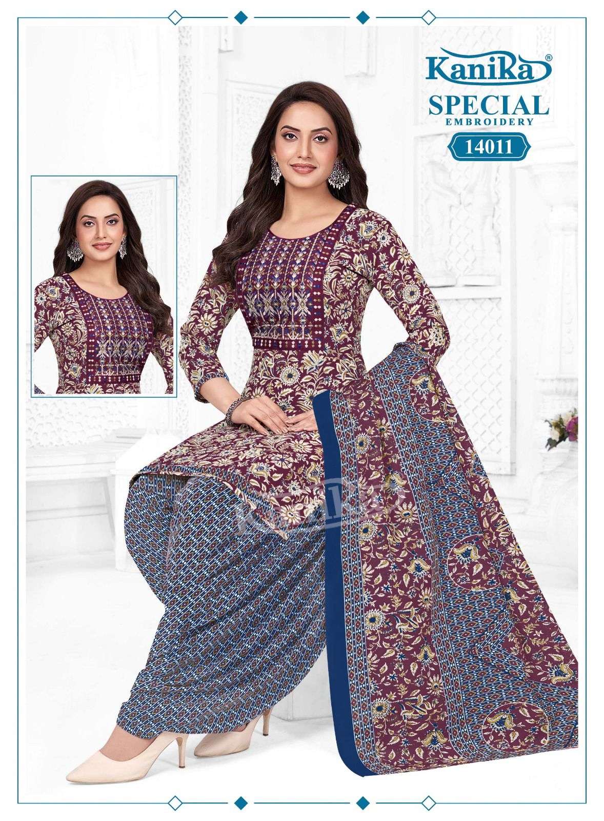 KANIKA SPECIAL EMBROIDERY VOL 14 COTTON PRINTED PATIYALA SUIT