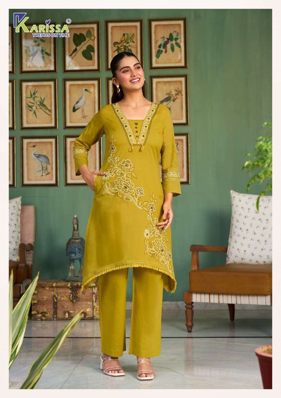 KARISSA AMRITA COTTON FANCY WORK LADIES KURTI WITH BOTTOM PAIR 