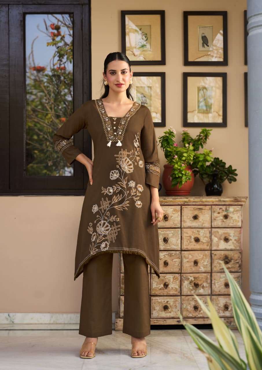 KARISSA AMRITA COTTON FANCY WORK LADIES KURTI WITH BOTTOM PAIR 