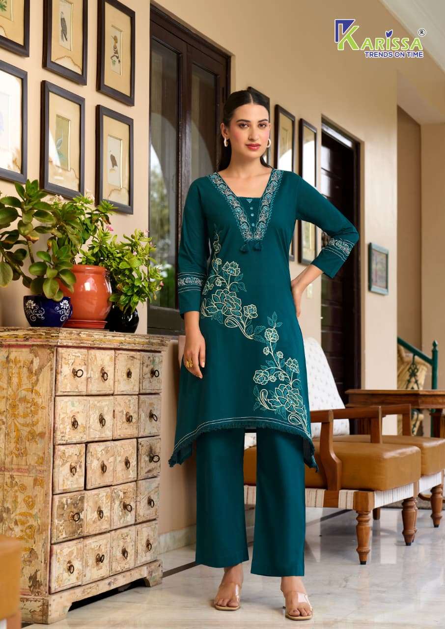 KARISSA AMRITA COTTON FANCY WORK LADIES KURTI WITH BOTTOM PAIR 
