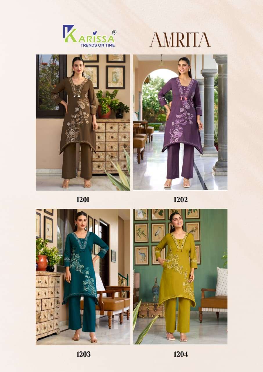 KARISSA AMRITA COTTON FANCY WORK LADIES KURTI WITH BOTTOM PAIR 