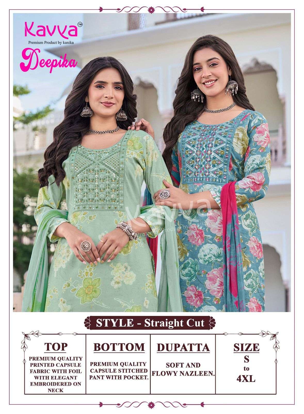  KAVYA DEEPIKA VOL 64 CAPSULE FOIL PRINT FANCY LADIES KURTI BOTTOM AND DUPATTA SET 