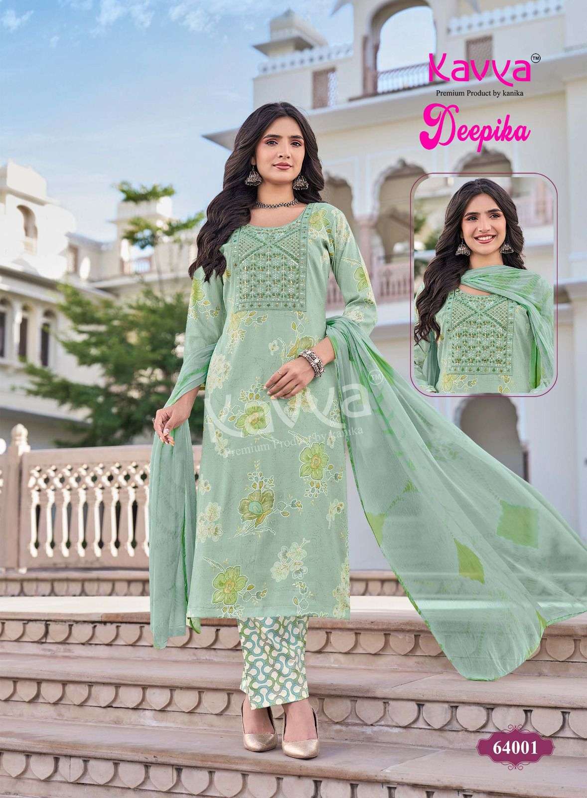  KAVYA DEEPIKA VOL 64 CAPSULE FOIL PRINT FANCY LADIES KURTI BOTTOM AND DUPATTA SET 