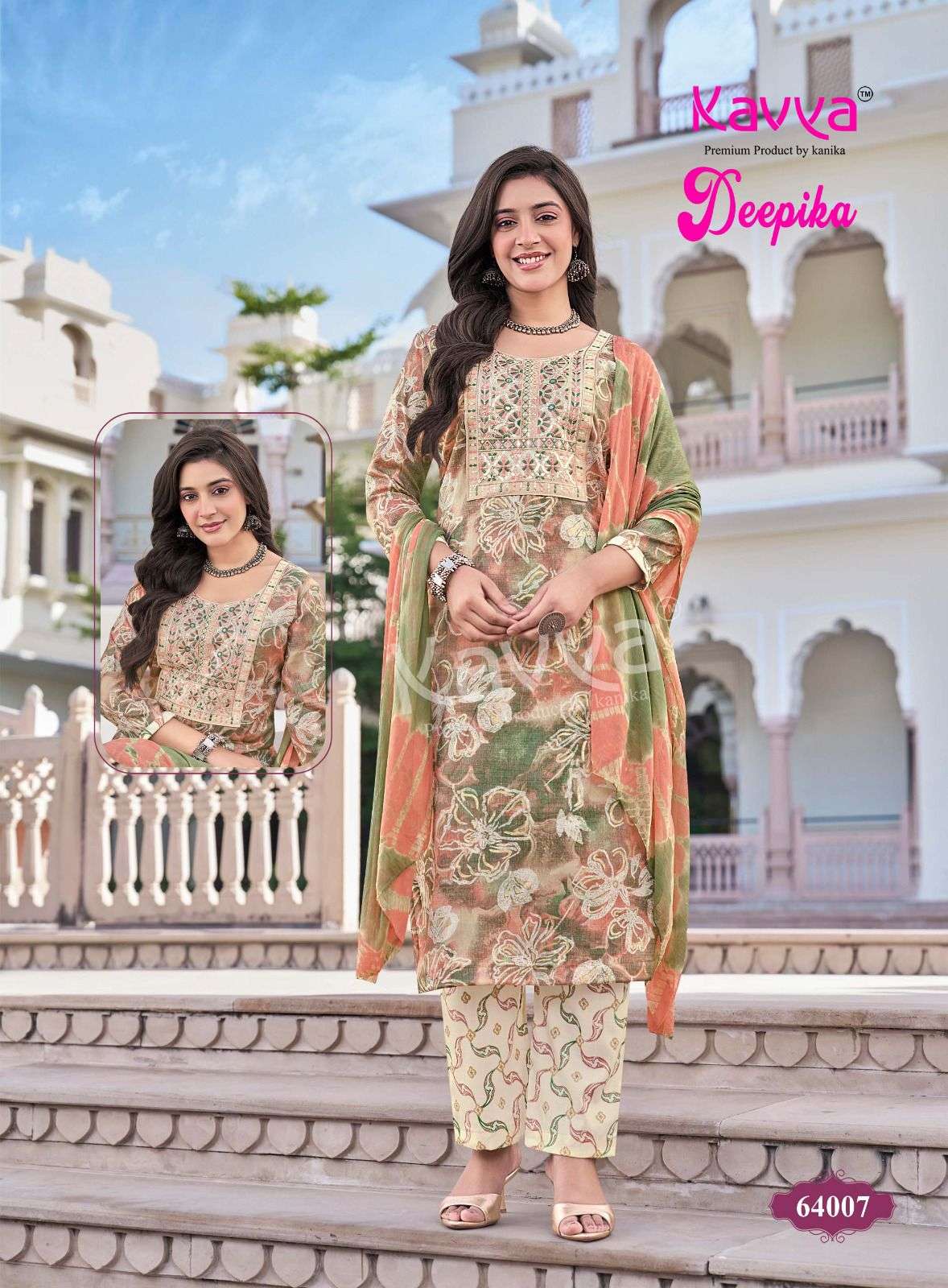  KAVYA DEEPIKA VOL 64 CAPSULE FOIL PRINT FANCY LADIES KURTI BOTTOM AND DUPATTA SET 