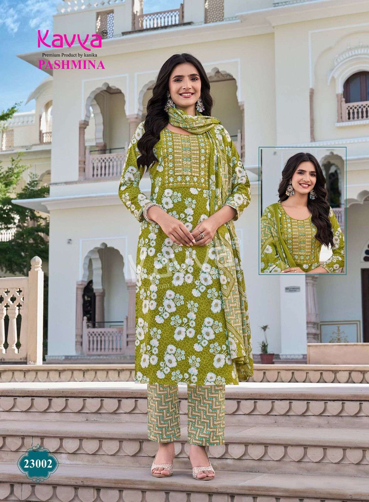 KAVYA PASHMINA VOL 23 COTTON PRINT LADIES KURTI BOTTOM AND DUPATTA SET 