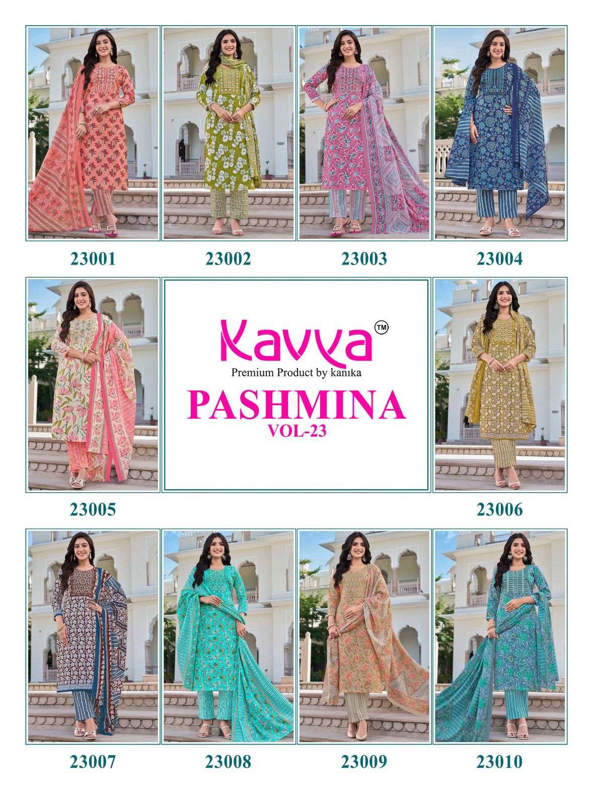 KAVYA PASHMINA VOL 23 COTTON PRINT LADIES KURTI BOTTOM AND DUPATTA SET 