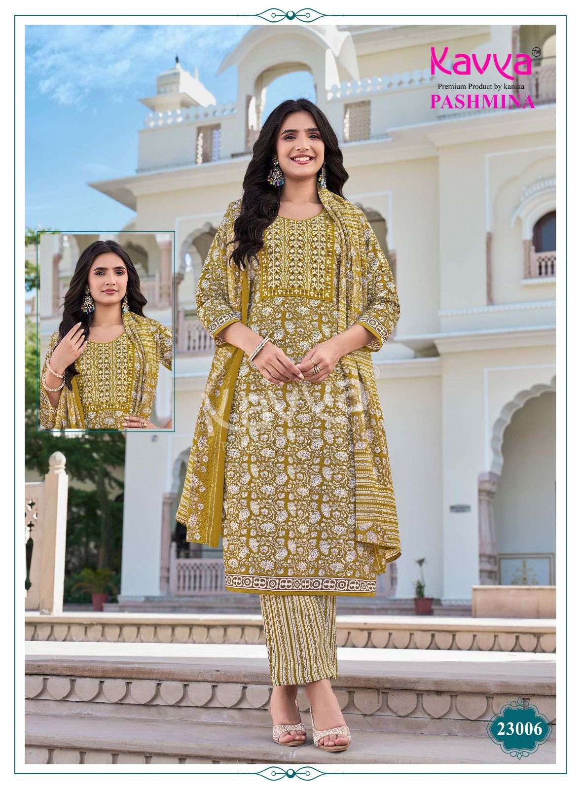 KAVYA PASHMINA VOL 23 COTTON PRINT LADIES KURTI BOTTOM AND DUPATTA SET 