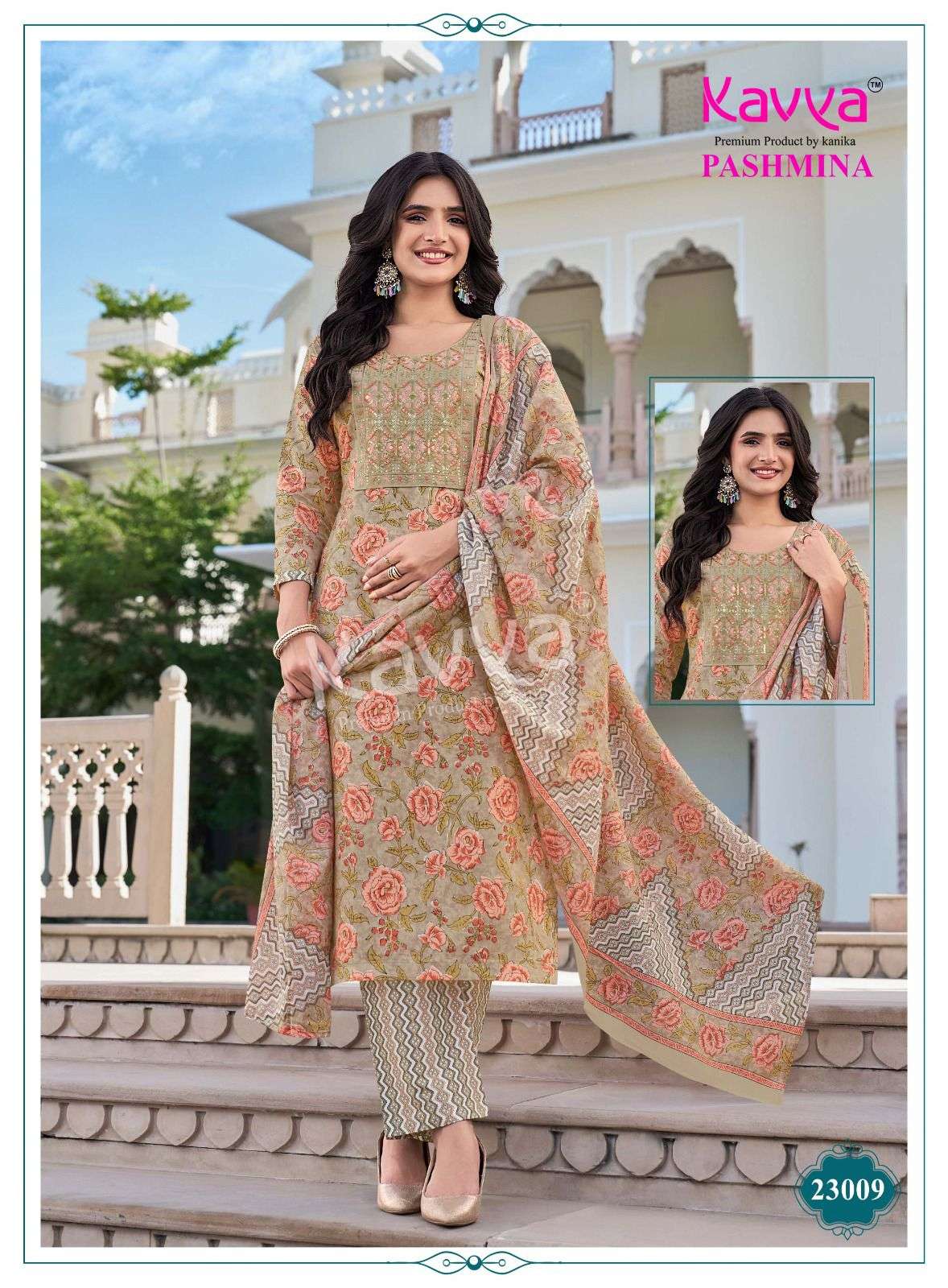 KAVYA PASHMINA VOL 23 COTTON PRINT LADIES KURTI BOTTOM AND DUPATTA SET 