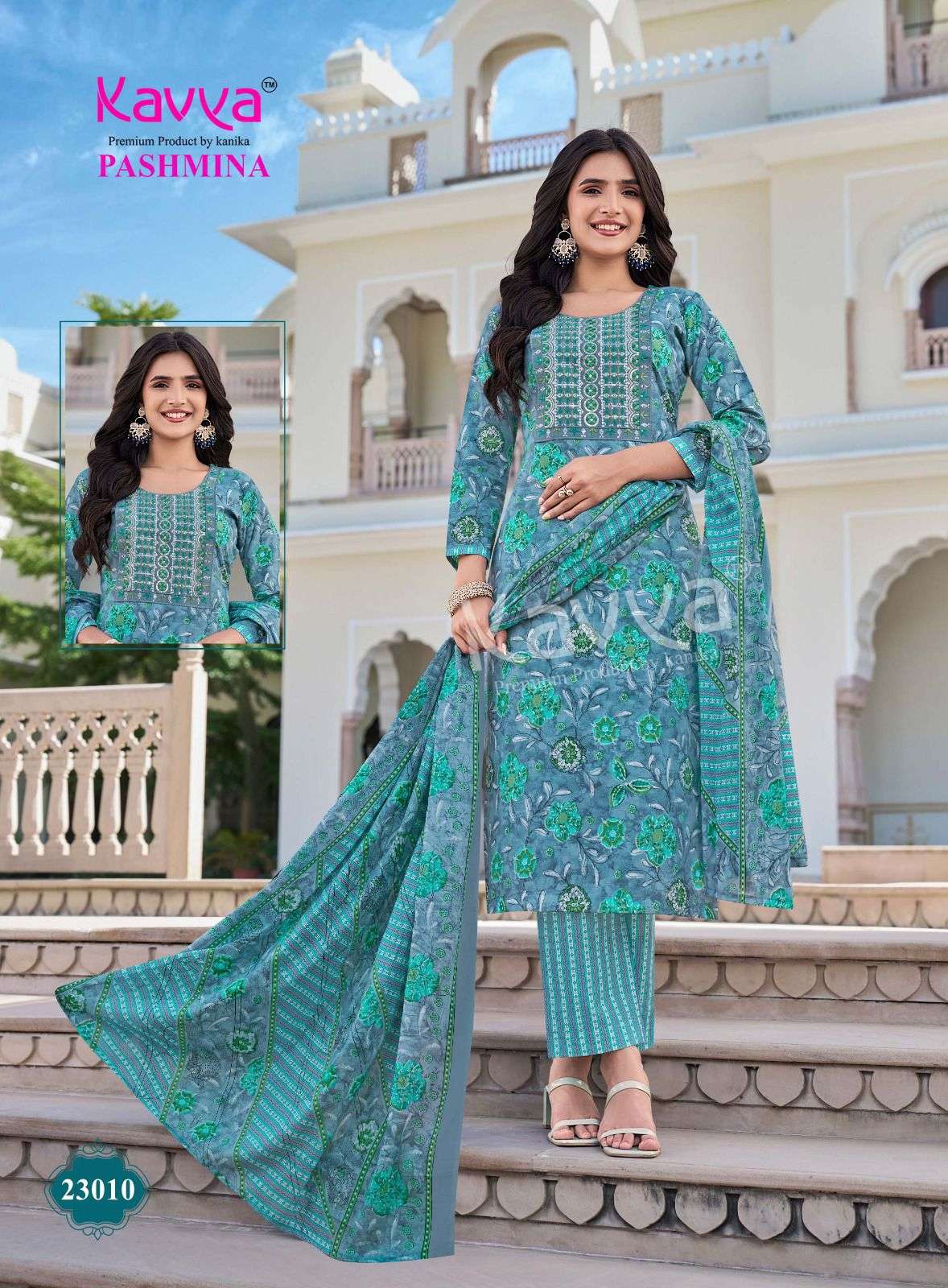 KAVYA PASHMINA VOL 23 COTTON PRINT LADIES KURTI BOTTOM AND DUPATTA SET 