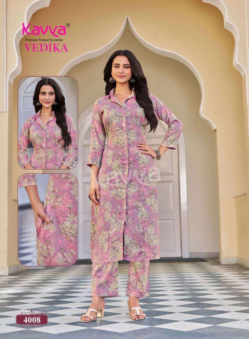 KAVYA VEDIKA VOL 4 CAPSULE FOIL PRINT A LINE STYLE KURTI WITH BOTTOM PAIR 