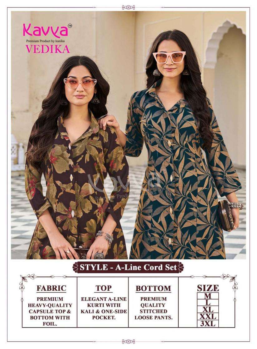 KAVYA VEDIKA VOL 4 CAPSULE FOIL PRINT A LINE STYLE KURTI WITH BOTTOM PAIR 