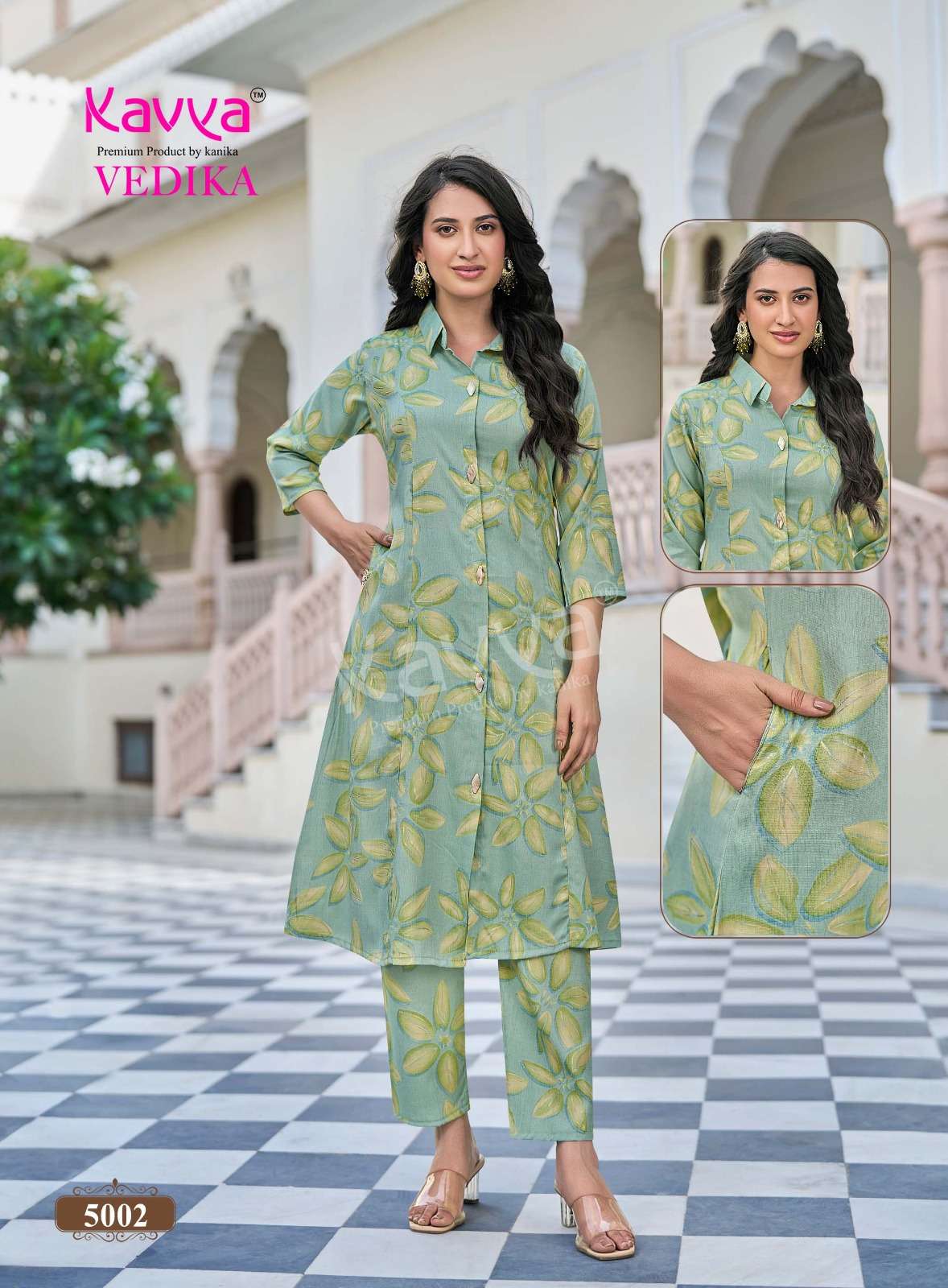 KAVYA VEDIKA VOL 5 CAPSULE FOIL PRINT A LINE STYLE KURTI WITH BOTTOM PAIR 