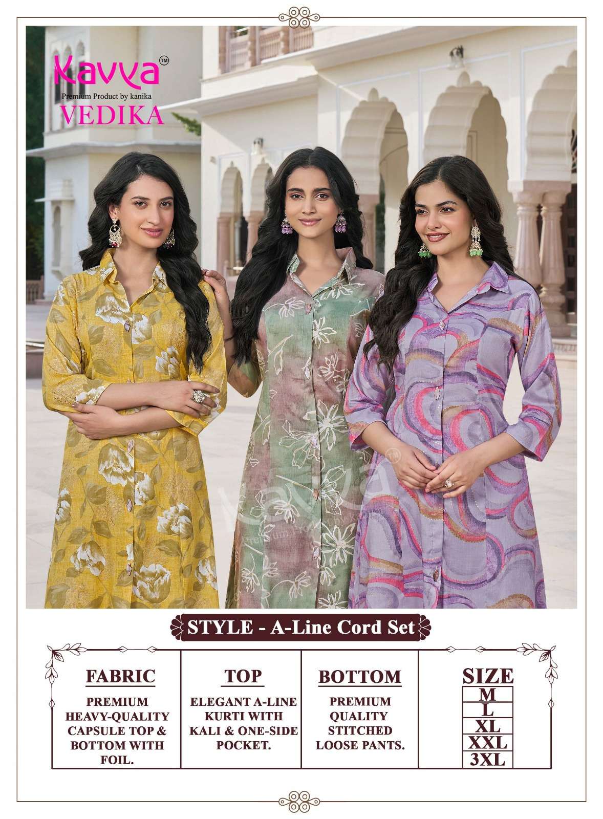 KAVYA VEDIKA VOL 5 CAPSULE FOIL PRINT A LINE STYLE KURTI WITH BOTTOM PAIR 