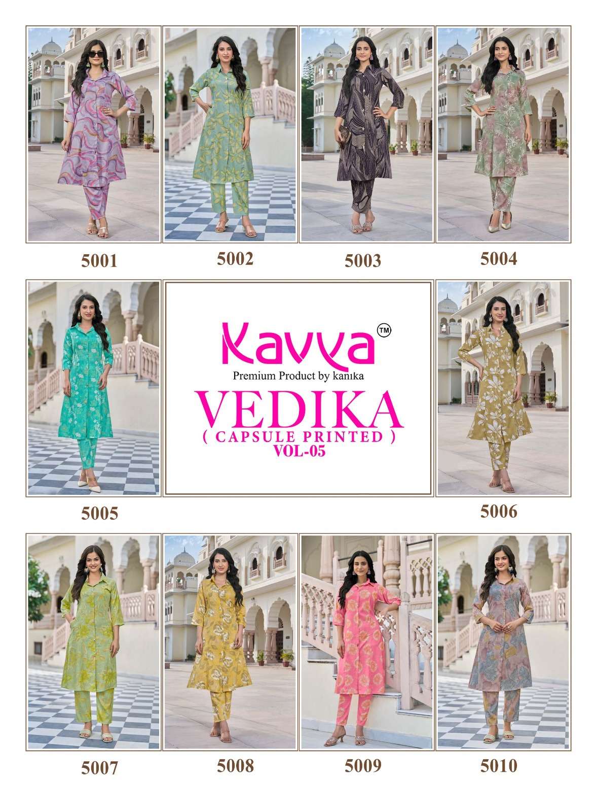 KAVYA VEDIKA VOL 5 CAPSULE FOIL PRINT A LINE STYLE KURTI WITH BOTTOM PAIR 