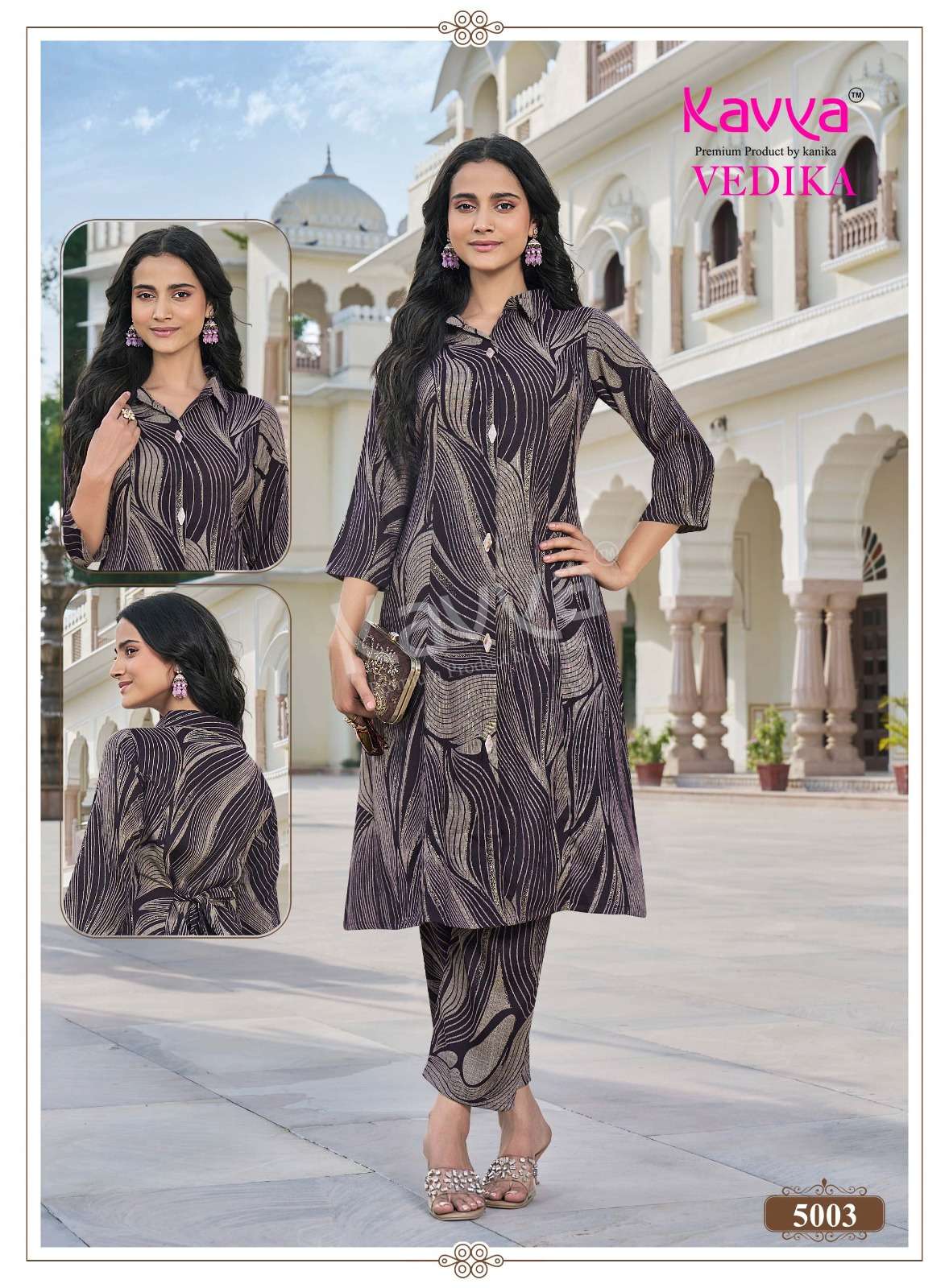 KAVYA VEDIKA VOL 5 CAPSULE FOIL PRINT A LINE STYLE KURTI WITH BOTTOM PAIR 