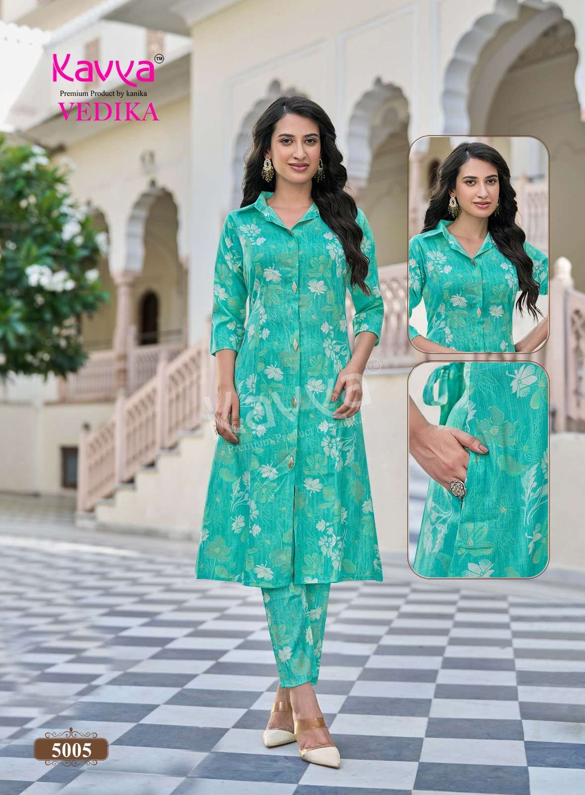 KAVYA VEDIKA VOL 5 CAPSULE FOIL PRINT A LINE STYLE KURTI WITH BOTTOM PAIR 