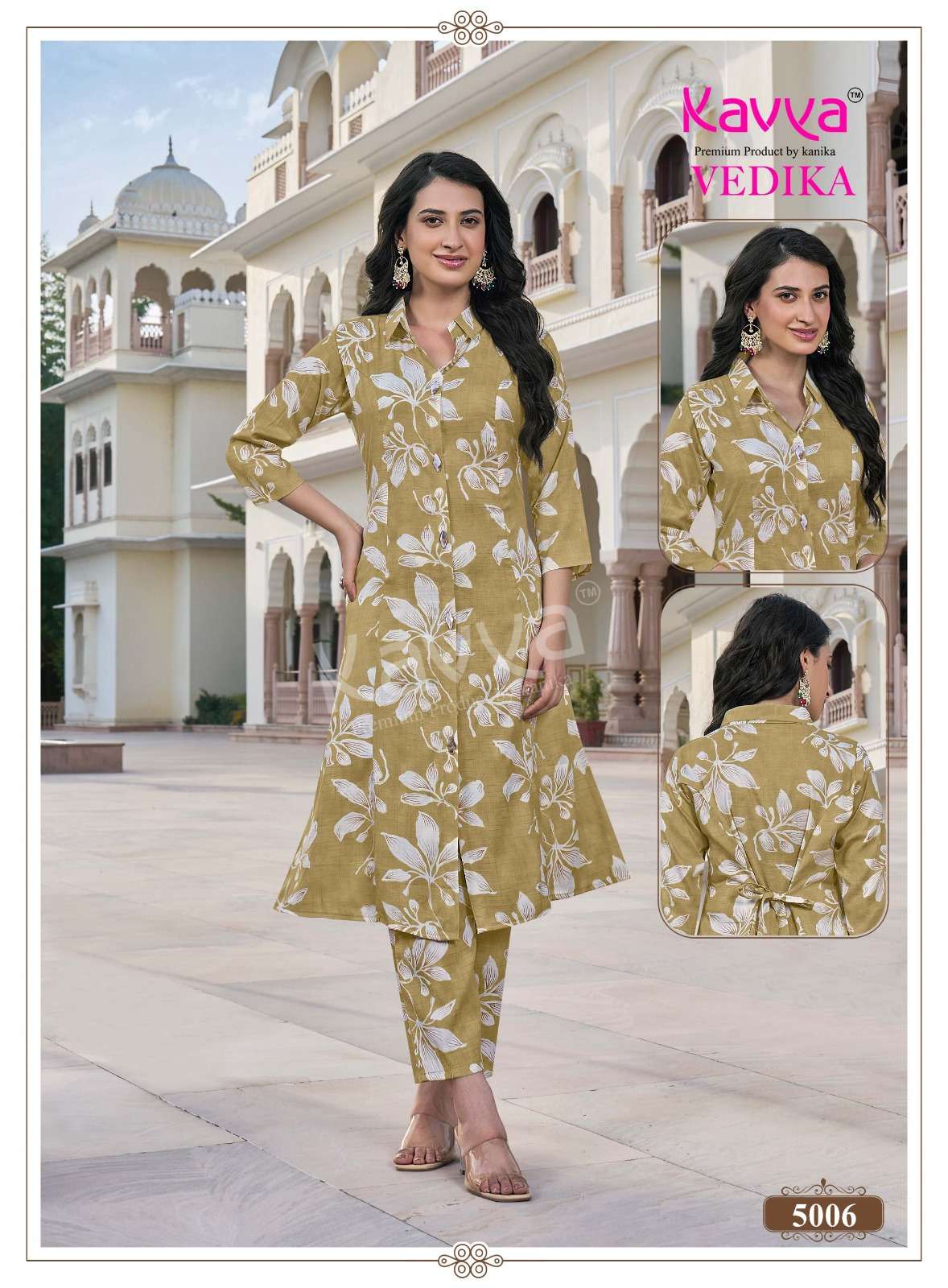 KAVYA VEDIKA VOL 5 CAPSULE FOIL PRINT A LINE STYLE KURTI WITH BOTTOM PAIR 