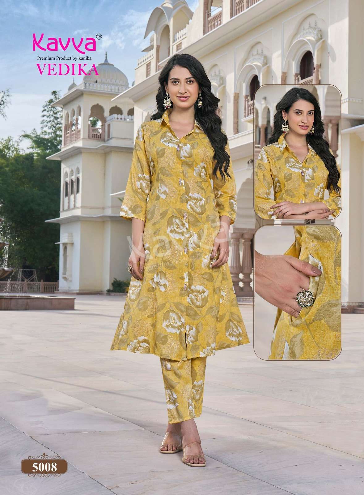 KAVYA VEDIKA VOL 5 CAPSULE FOIL PRINT A LINE STYLE KURTI WITH BOTTOM PAIR 