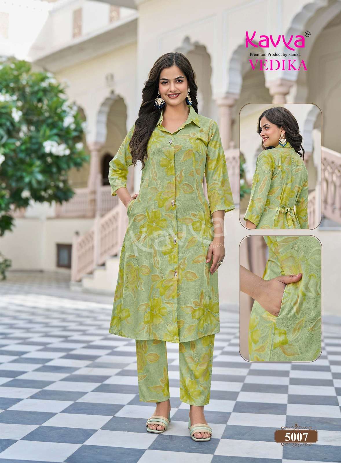 KAVYA VEDIKA VOL 5 CAPSULE FOIL PRINT A LINE STYLE KURTI WITH BOTTOM PAIR 