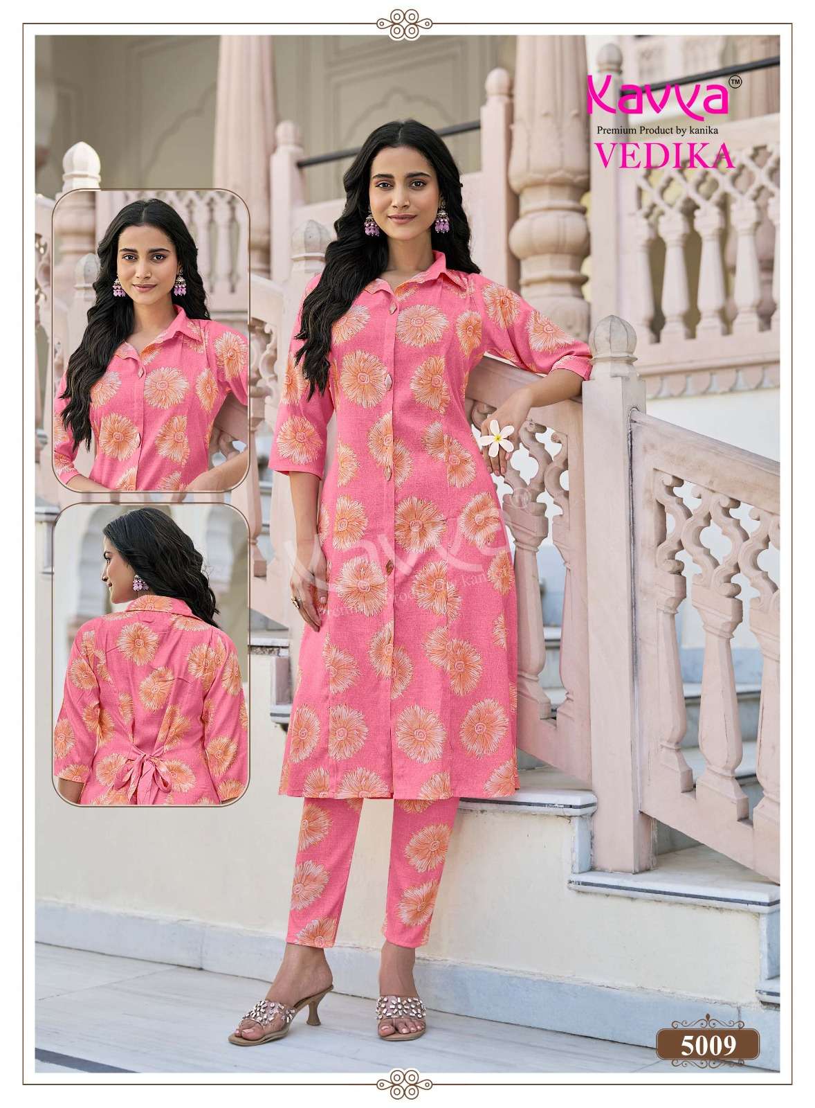 KAVYA VEDIKA VOL 5 CAPSULE FOIL PRINT A LINE STYLE KURTI WITH BOTTOM PAIR 