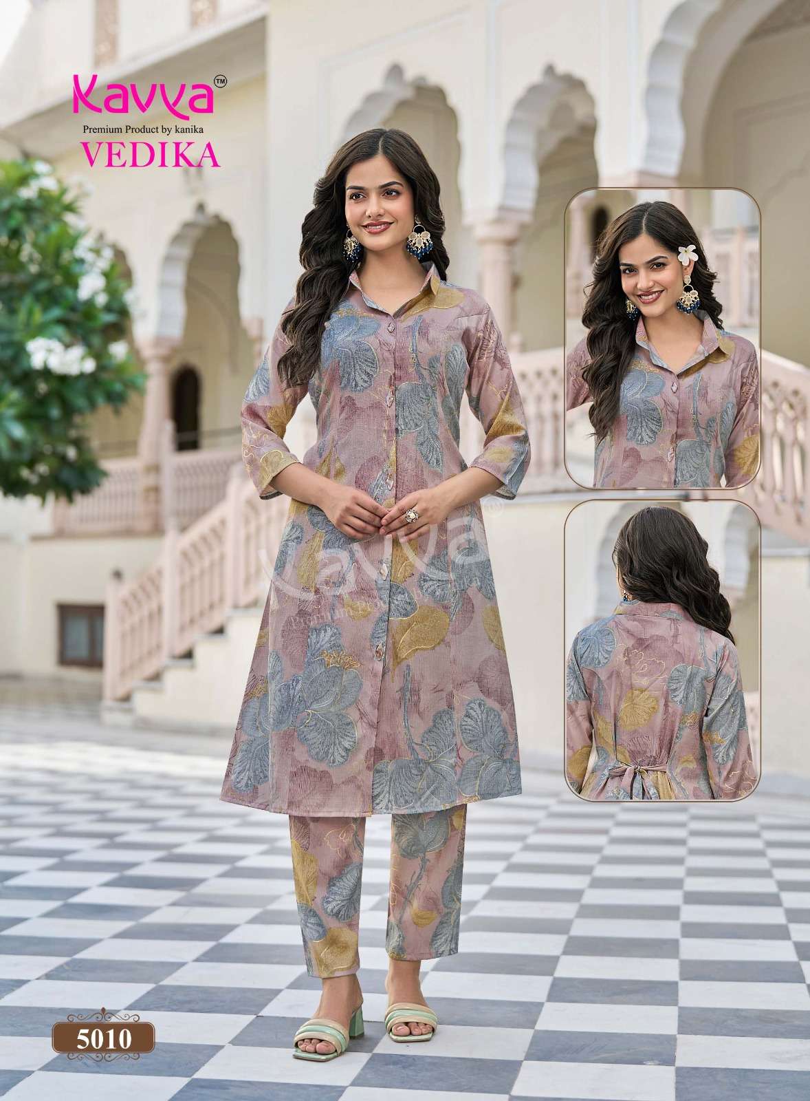 KAVYA VEDIKA VOL 5 CAPSULE FOIL PRINT A LINE STYLE KURTI WITH BOTTOM PAIR 