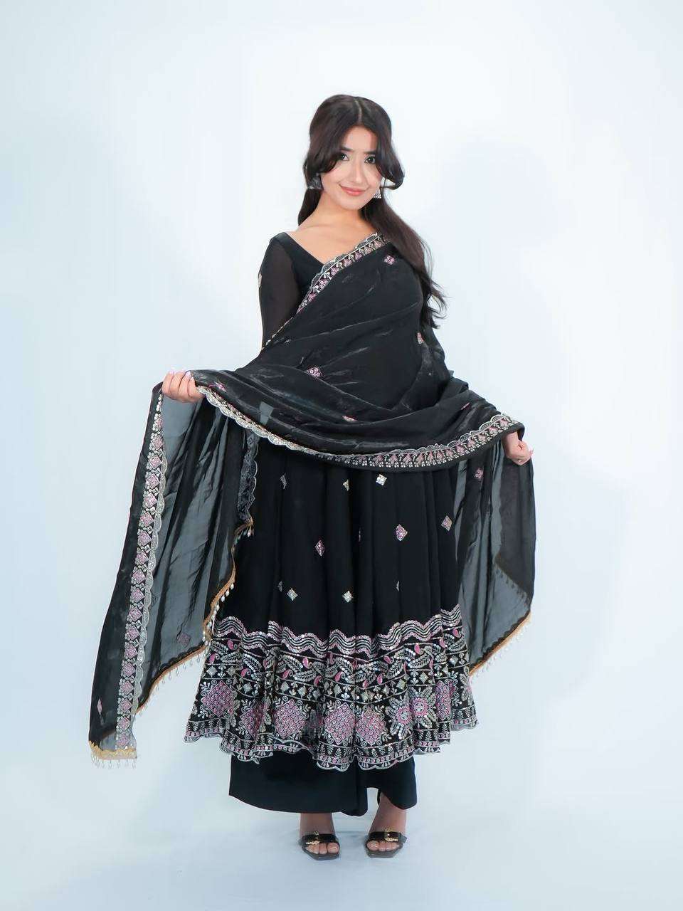KD 1199 SILK GORGEOUS PARTY WEAR LOOK DESIGNER ANARKALI GOWN STYLE SUIT
