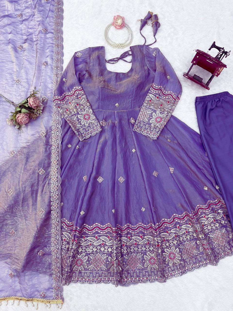 KD 1199 SILK GORGEOUS PARTY WEAR LOOK DESIGNER ANARKALI GOWN STYLE SUIT