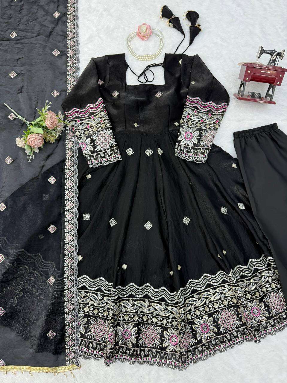 KD 1199 SILK GORGEOUS PARTY WEAR LOOK DESIGNER ANARKALI GOWN STYLE SUIT