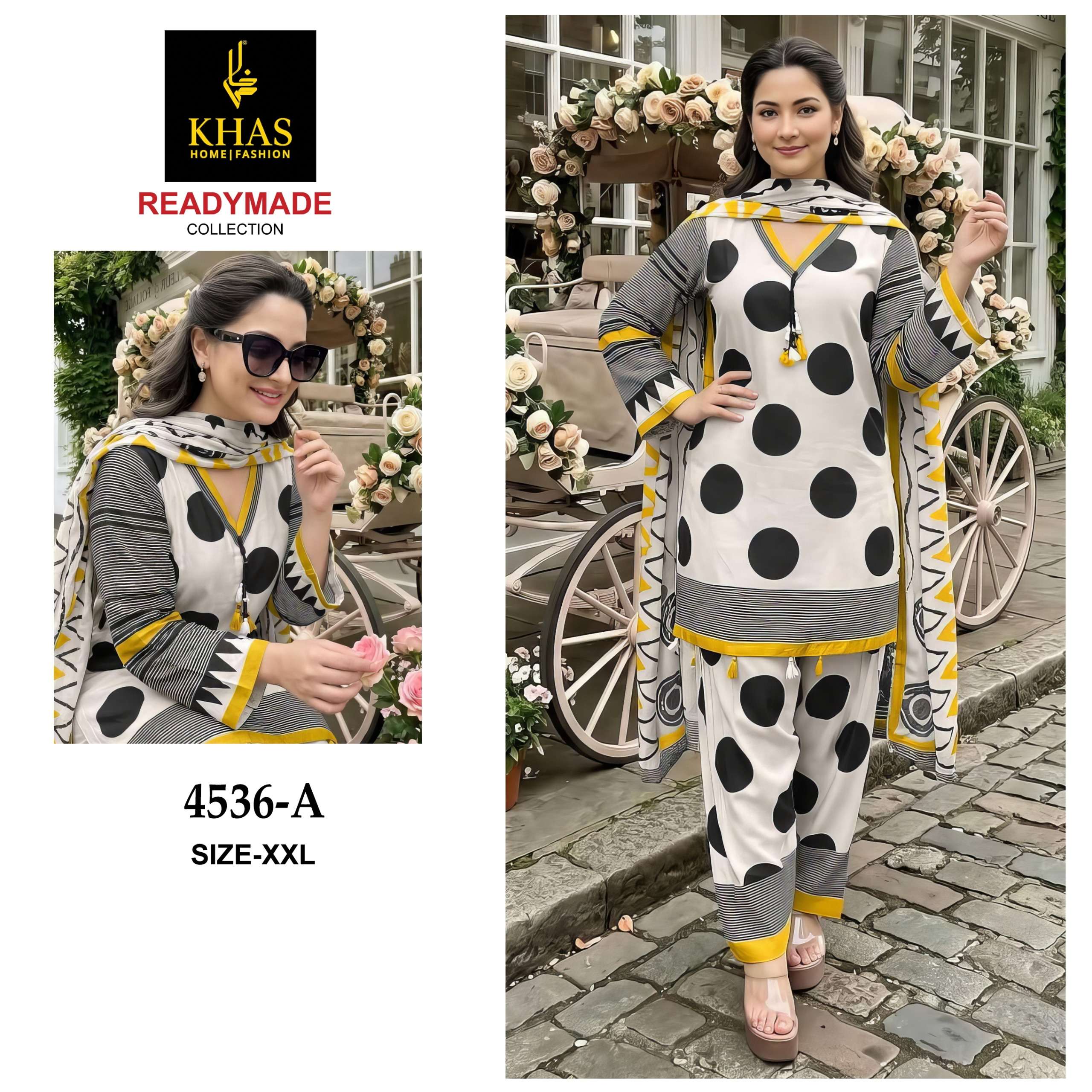 KHAS FASHION D NO 4537 MUSLIN PRINT WITH FANCY WORK PAKISTANI STYLE SUIT