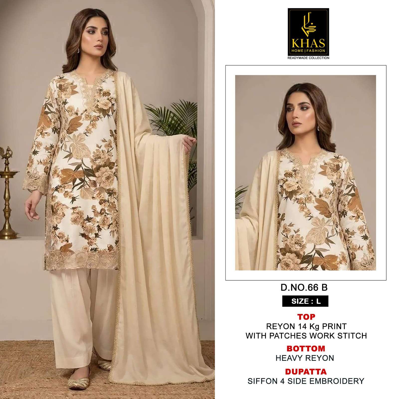 KHAS FASHION D NO 66 RAYON FANCY EMBROIDERY WORKS READY MADE LADIES SUIT