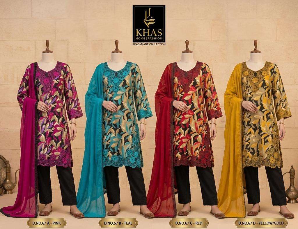KHAS FASHION D NO 67 RAYON FANCY WORK READY MADE PAKISTANI SUIT