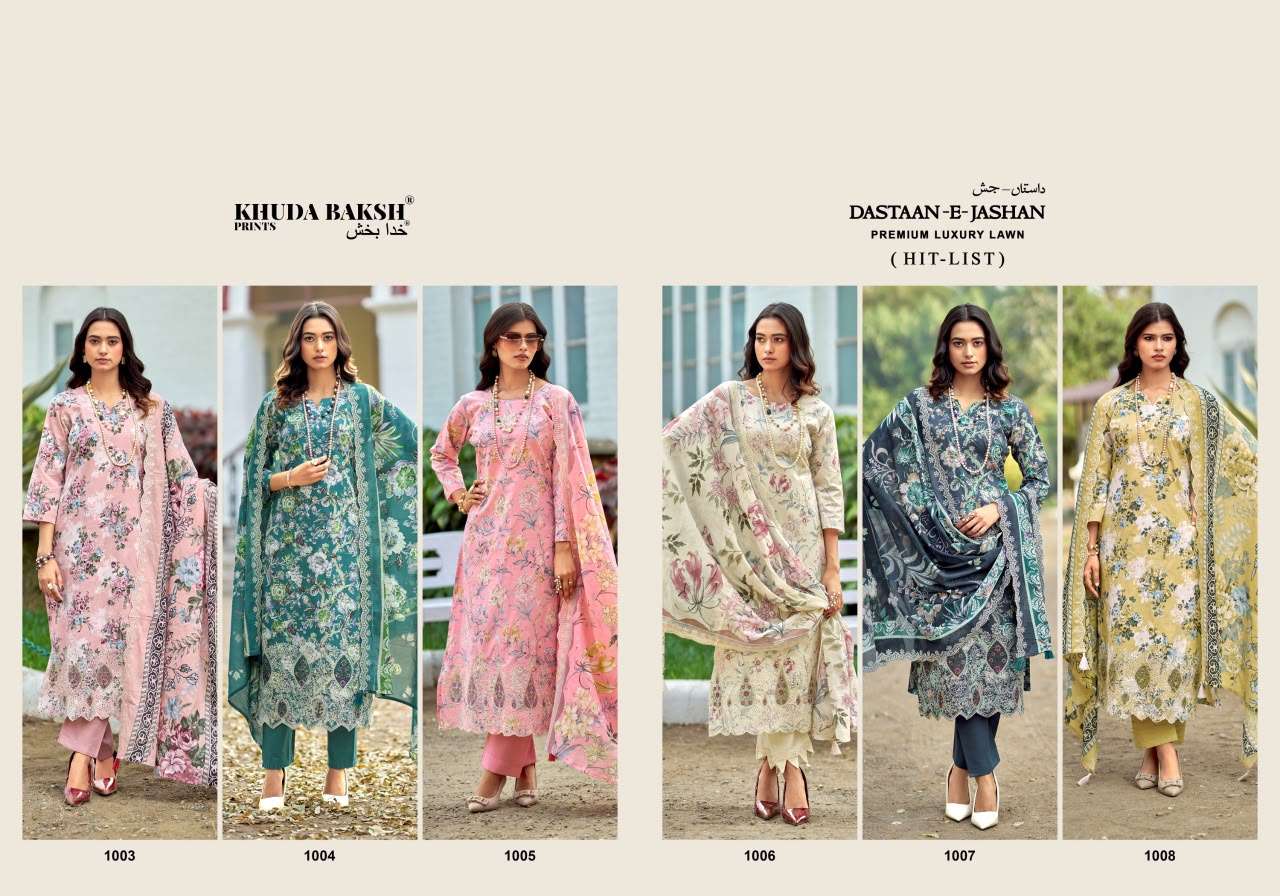 KHUDHA BAKSH PRINTS DASTAAN E JASHAN HIT LIST LAWN COTTON DIGITAL PRINT WITH FANCY WORK SUIT