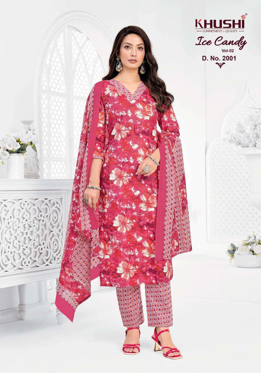 KHUSHI ICE CANDY VOL 2 COTTON PRINTED LADIES UNSTITCH DRESS MATERIAL 