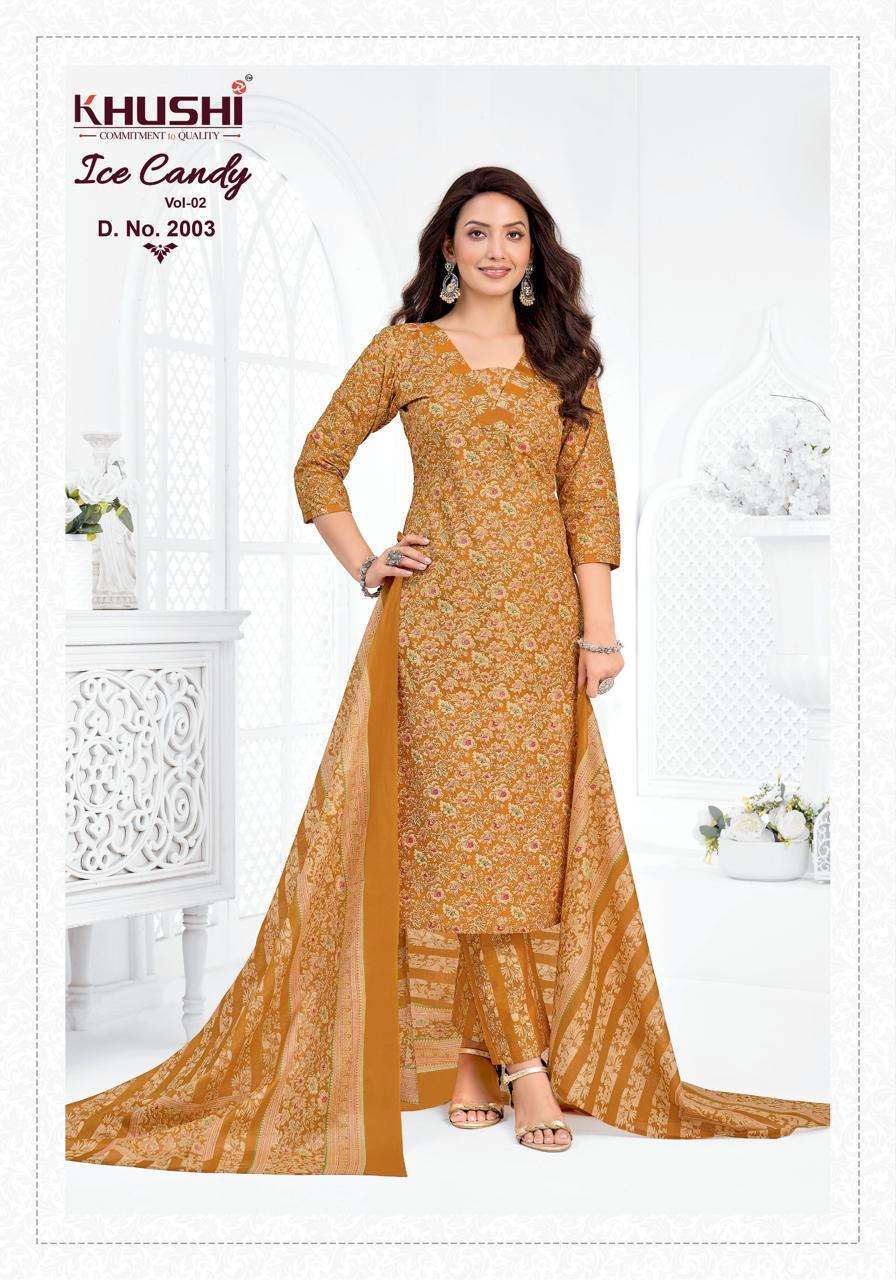 KHUSHI ICE CANDY VOL 2 COTTON PRINTED LADIES UNSTITCH DRESS MATERIAL 