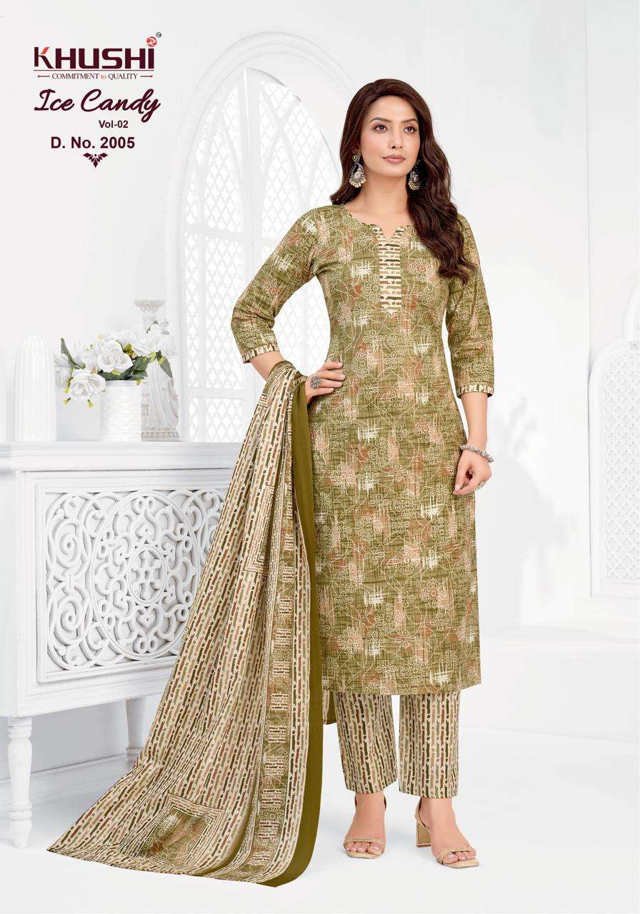 KHUSHI ICE CANDY VOL 2 COTTON PRINTED LADIES UNSTITCH DRESS MATERIAL 