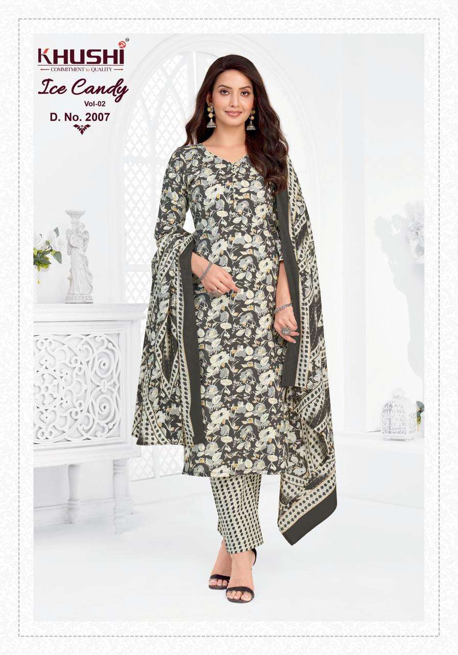 KHUSHI ICE CANDY VOL 2 COTTON PRINTED LADIES UNSTITCH DRESS MATERIAL 