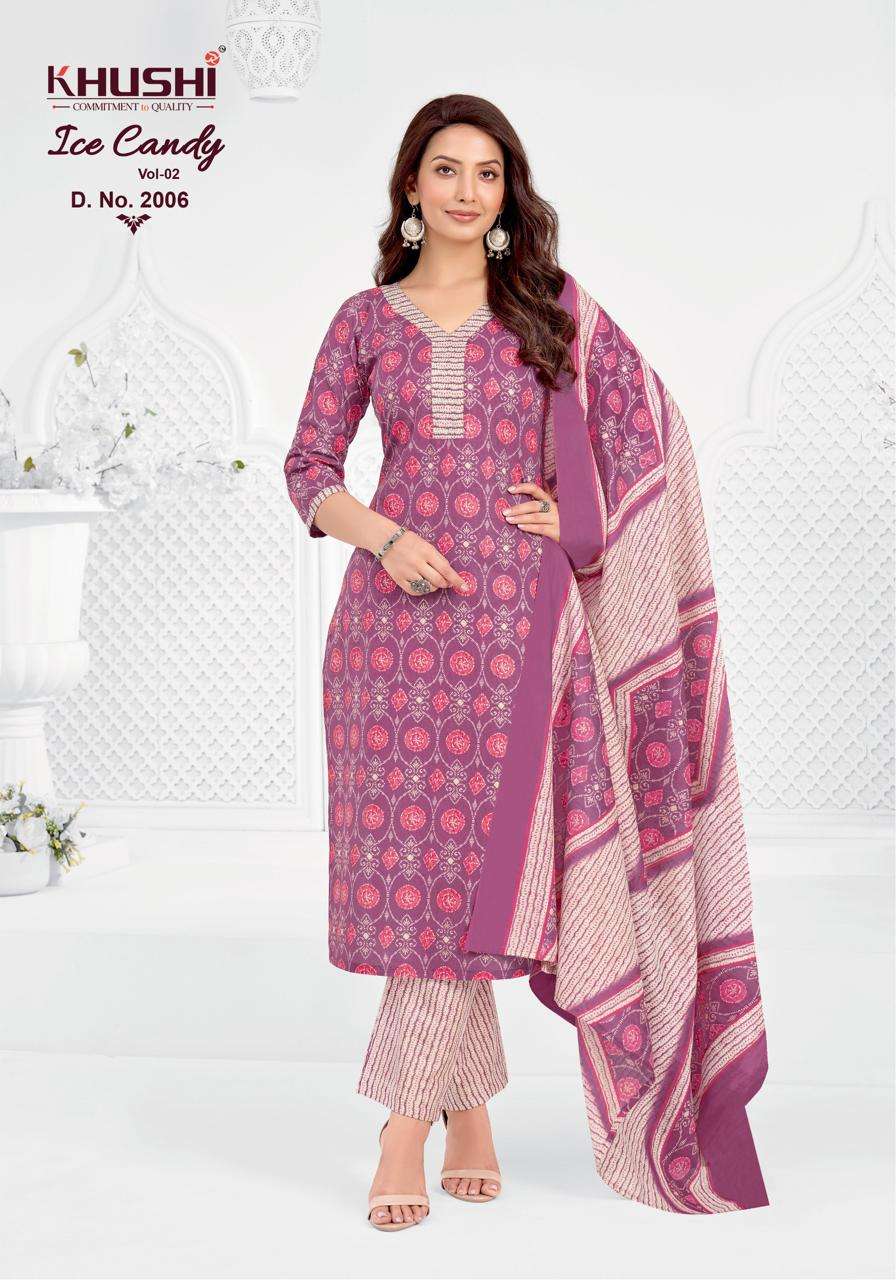 KHUSHI ICE CANDY VOL 2 COTTON PRINTED LADIES UNSTITCH DRESS MATERIAL 