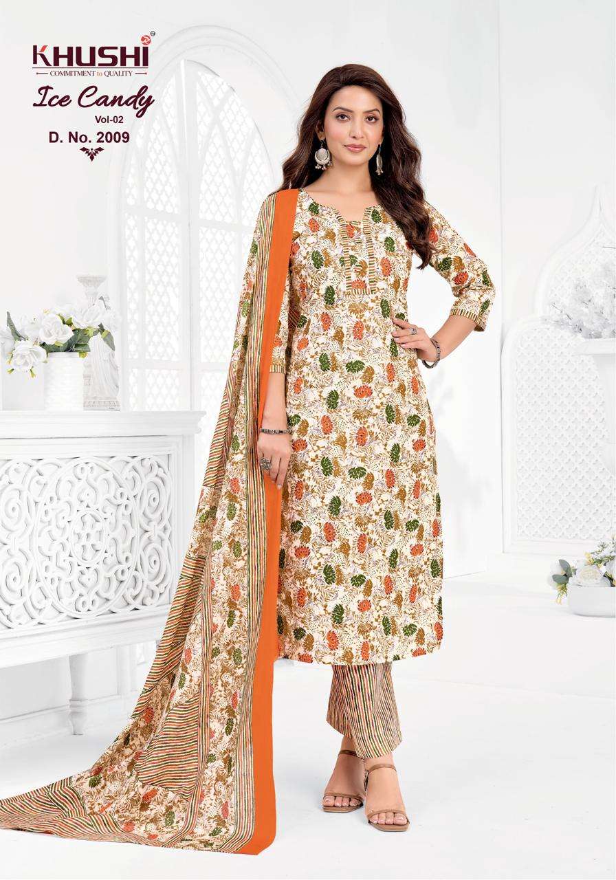 KHUSHI ICE CANDY VOL 2 COTTON PRINTED LADIES UNSTITCH DRESS MATERIAL 