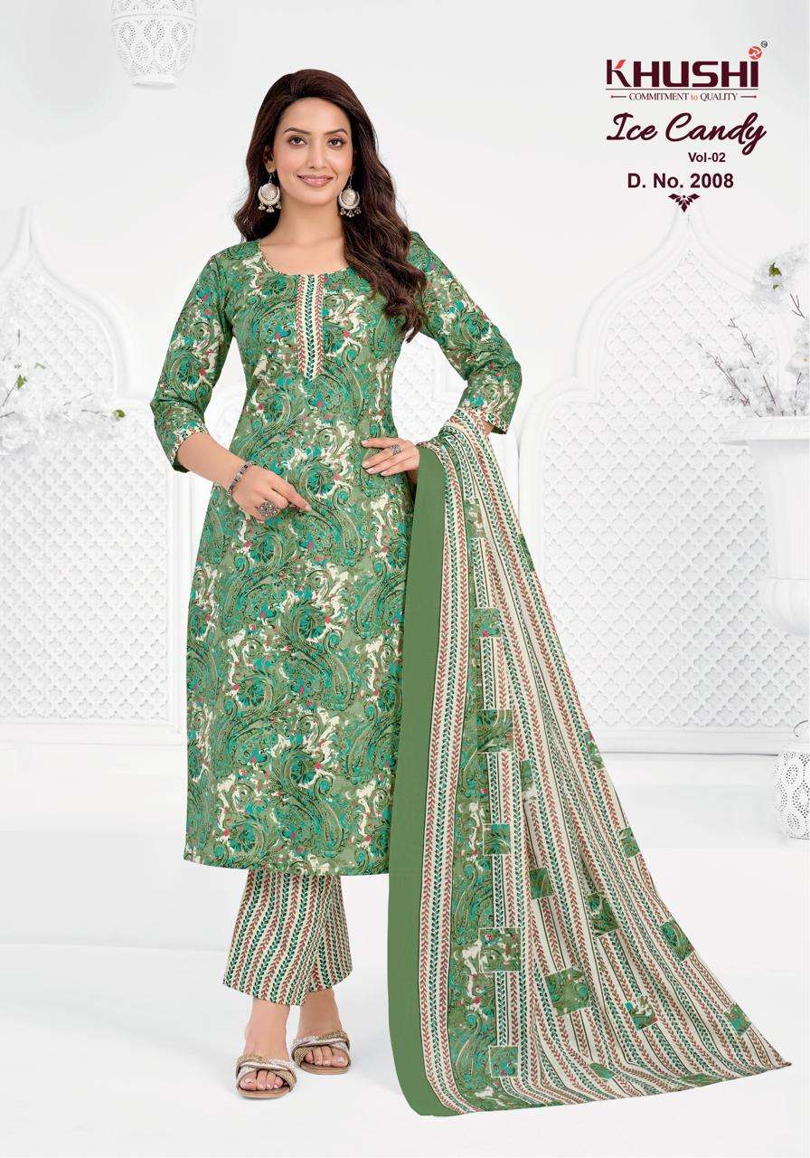 KHUSHI ICE CANDY VOL 2 COTTON PRINTED LADIES UNSTITCH DRESS MATERIAL 