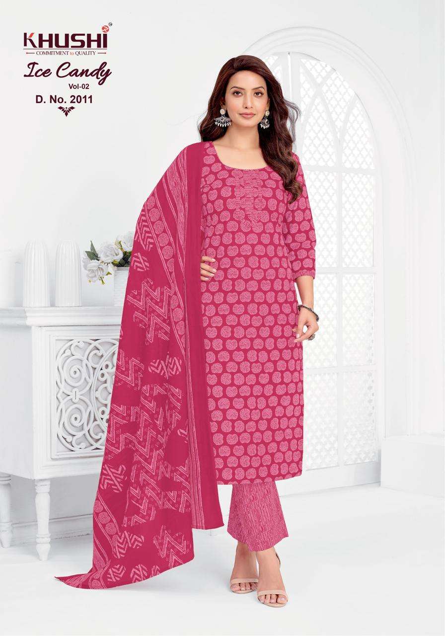 KHUSHI ICE CANDY VOL 2 COTTON PRINTED LADIES UNSTITCH DRESS MATERIAL 