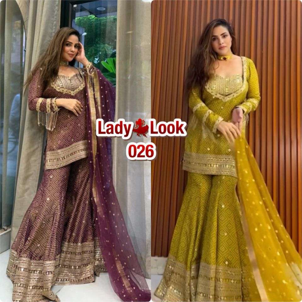 LADY LOOK 026 SILK PARTY WEAR DESIGNER LOOK READY MADE SUIT