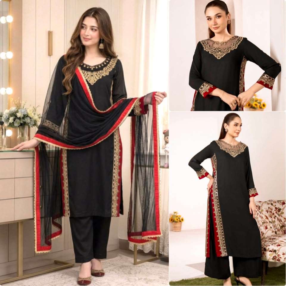 LADY LOOK 044 CHANDERI SILK DESIGNER PARTY WEAR LADIES TOP PLAZZO AND DUPATTA SET 
