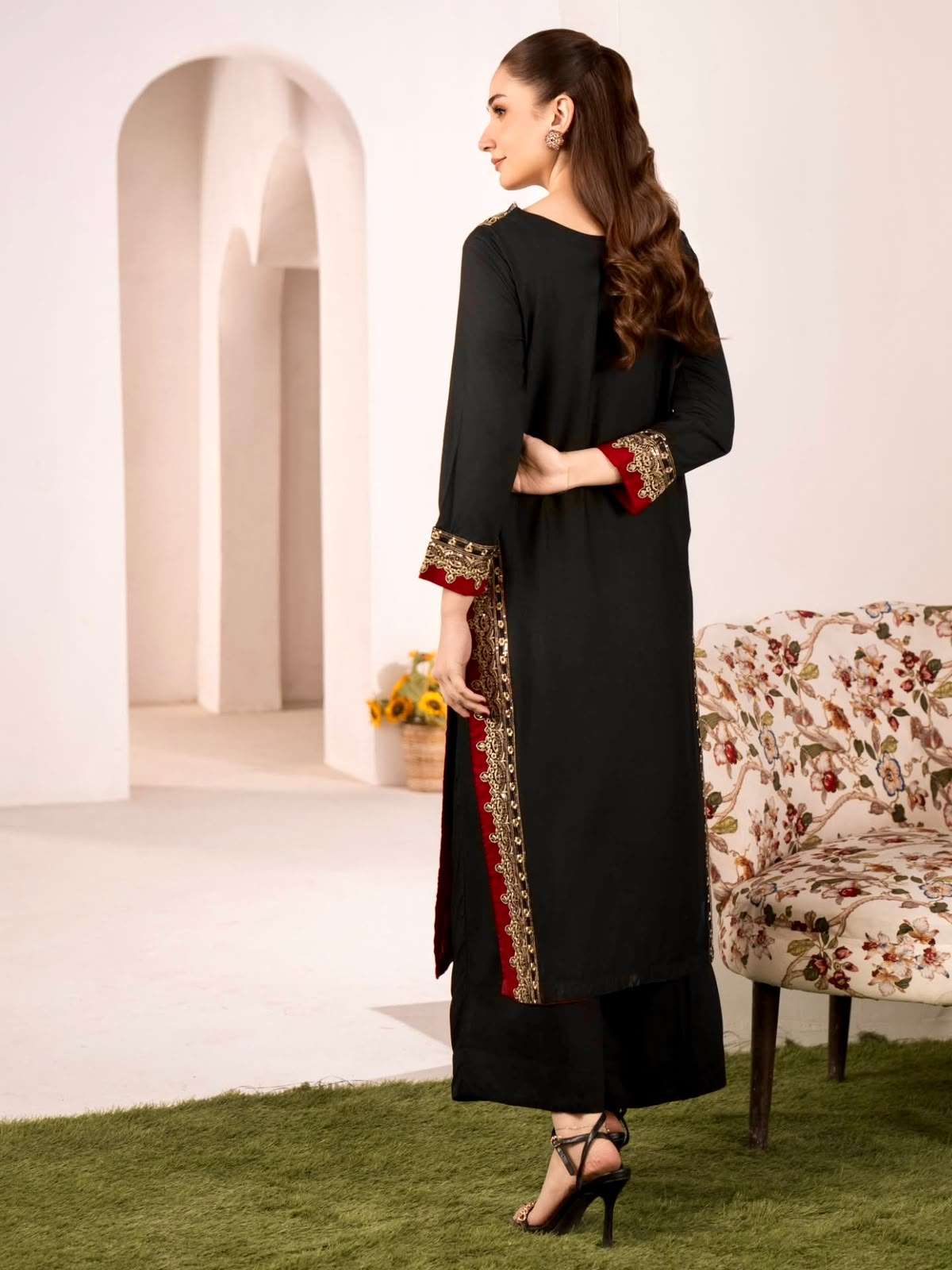 LADY LOOK 044 CHANDERI SILK DESIGNER PARTY WEAR LADIES TOP PLAZZO AND DUPATTA SET 