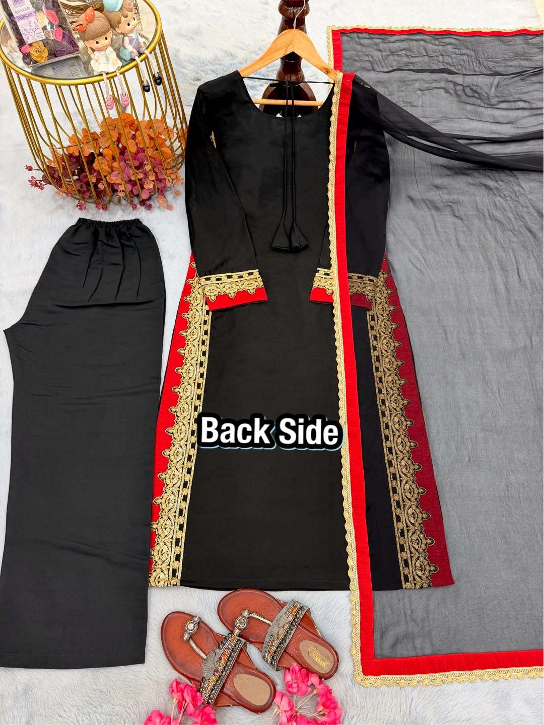 LADY LOOK 044 CHANDERI SILK DESIGNER PARTY WEAR LADIES TOP PLAZZO AND DUPATTA SET 