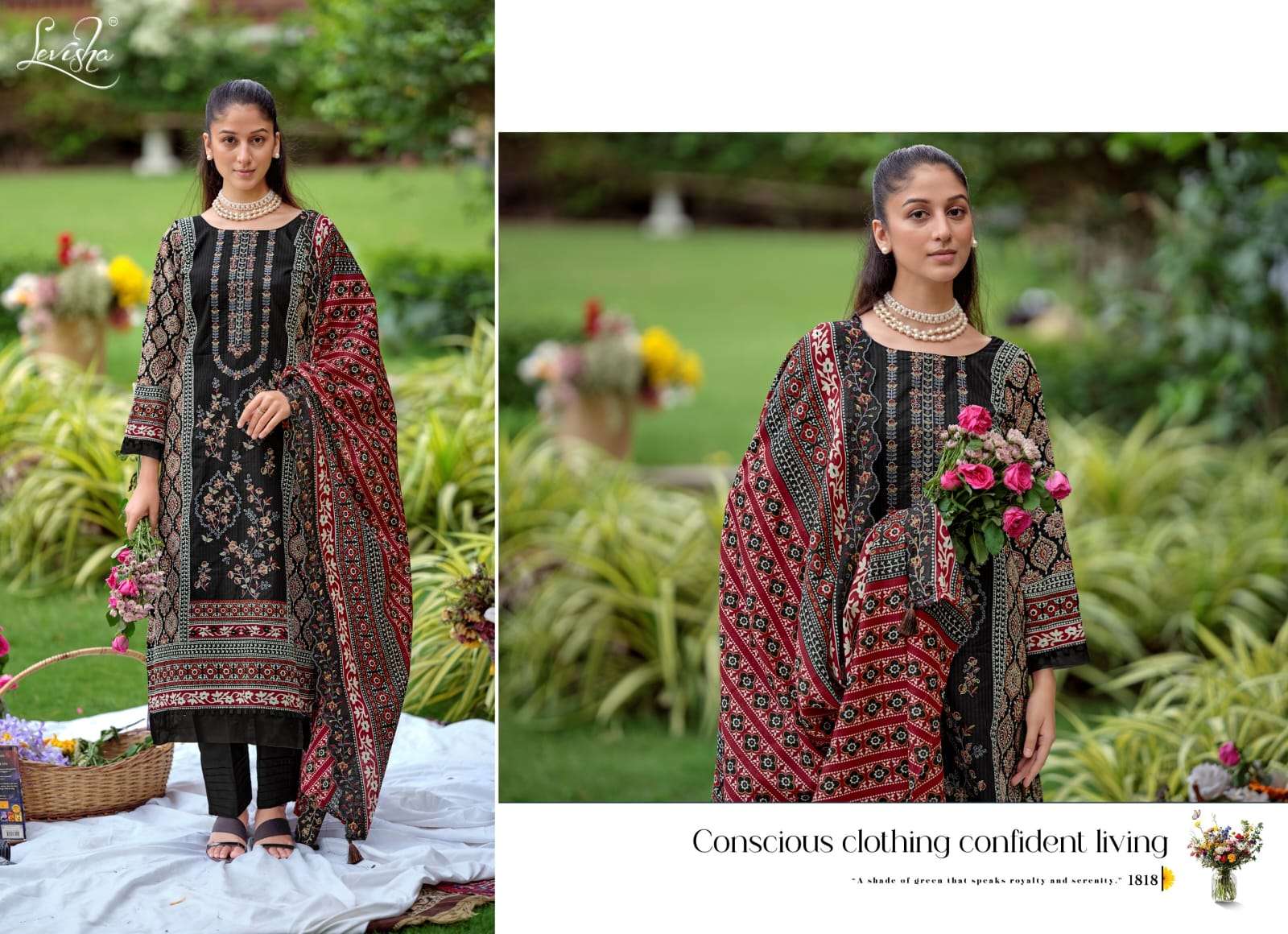 LEVISHA MADHUBALA VOL 18 LAWN COTTON DIGITAL PRINT WITH FANCY WORK SUIT